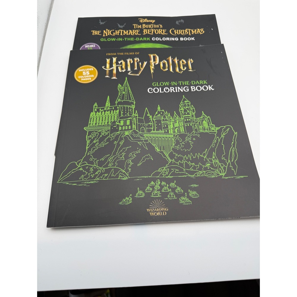 Harry Potter & Nightmare Before Christmas Glow in the Dark Coloring Book Set